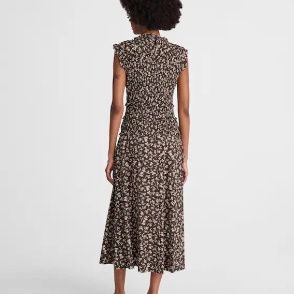 Madewell Chocolate Floral Midi Dress - Picture 6 of 8